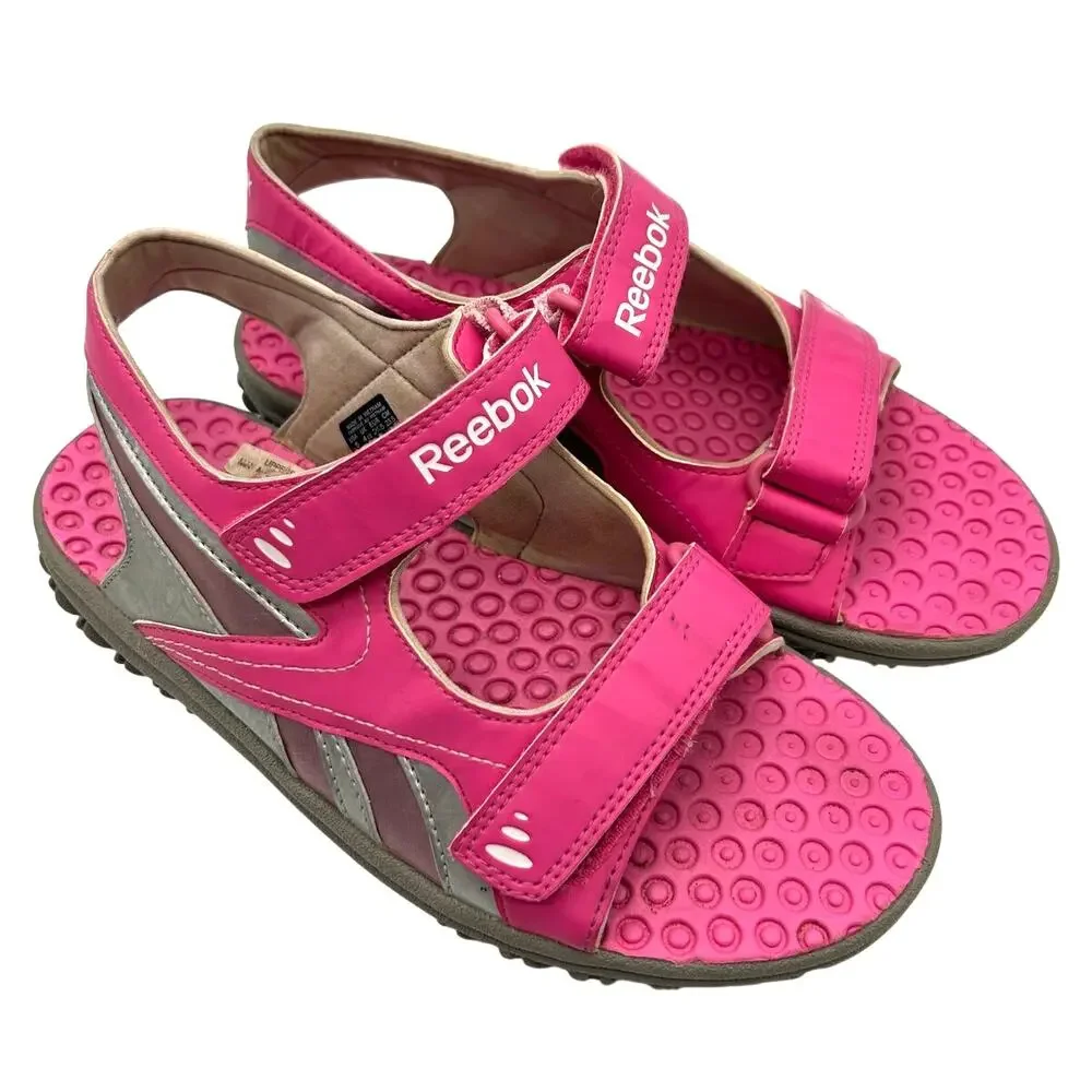 Reebok Wave Glider III Kids Sport Sandals SIZE 5 Pink Gray Hook & Loop Beach